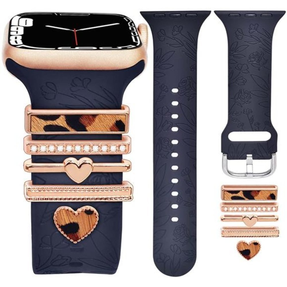 NEW Black Apple Watch Band with Rhinestone Charms